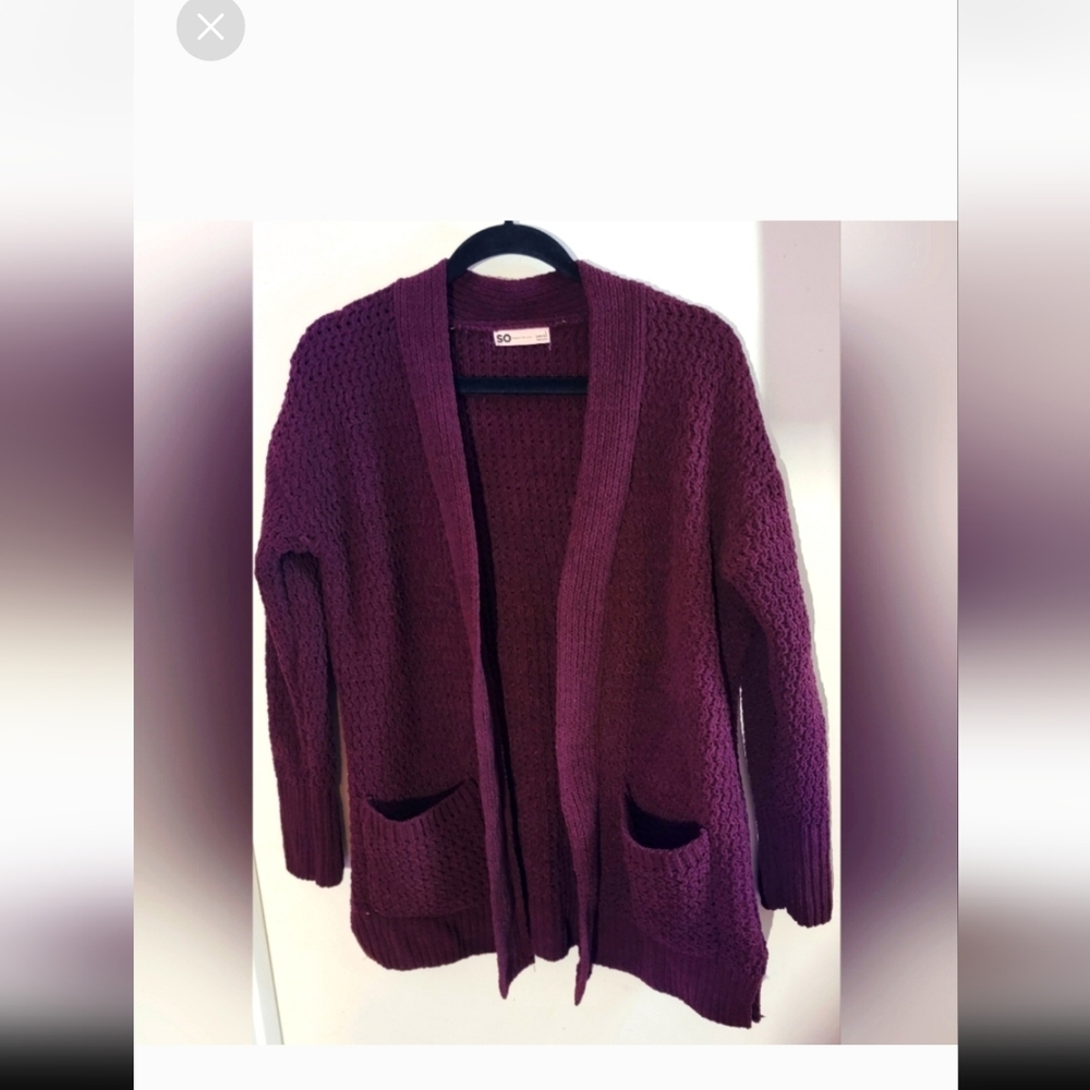 SO Women's Burgandy Soft Cardigan Sweater - Picture 1 of 5